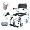 thumbnail image 5 of KFFKFF Commode Wheelchair for Shower Use, Equipped with 4 Secure Wheels, Adjustable Footrests, Foldable Arms, 3-Stage Height Customization, Detachable 5L Bucket, Supports up to 350 LBS, 5 of 9