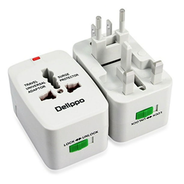 Adaptador de viaje universal de 1500 W, 2 puertos USB, adaptador de enchufe internacional multifuncional seguro para niños, cargador de pared de 100