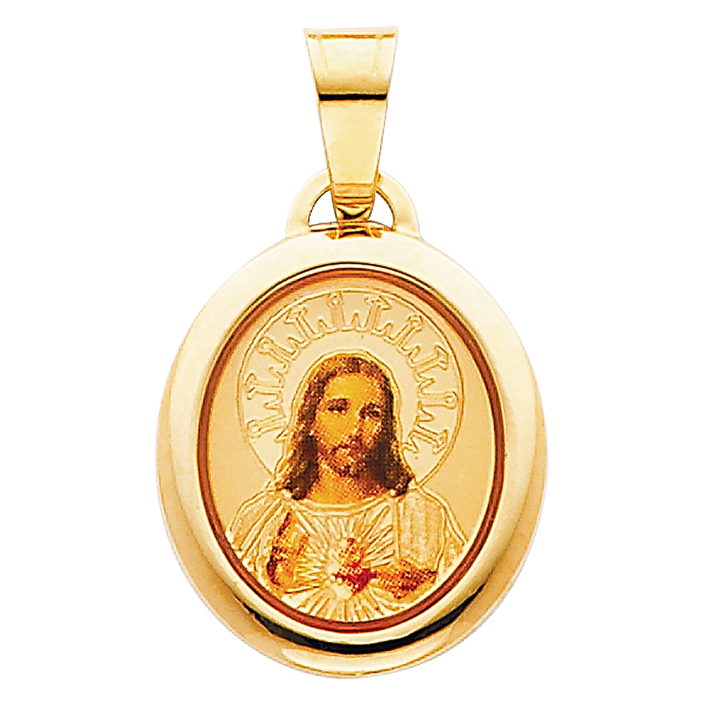 JewelryWeb 14k Yellow Gold Sacred Heart Of Jesus Picture Pendant 