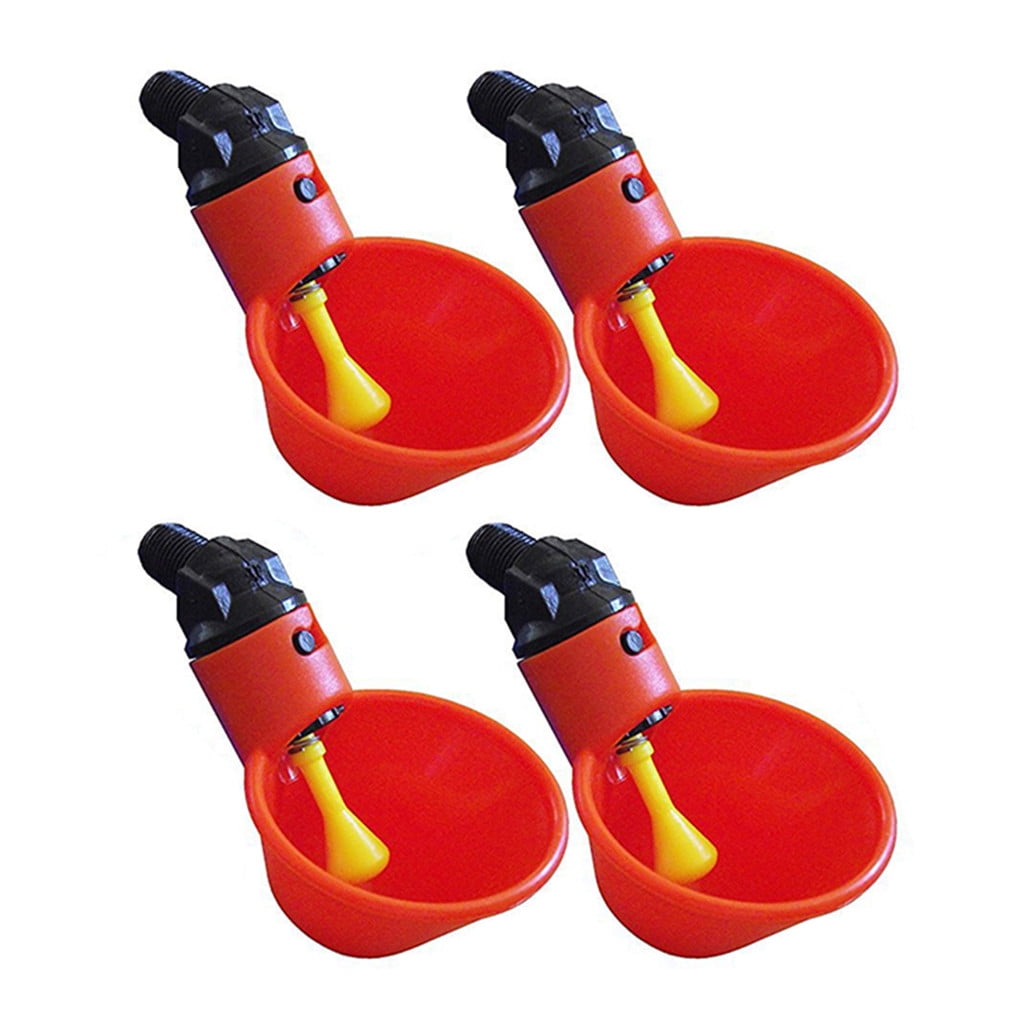 4xPoultry Water Drinking Cups-Chicken Duck Hen Automatic Drinkers & PVC Fittings 