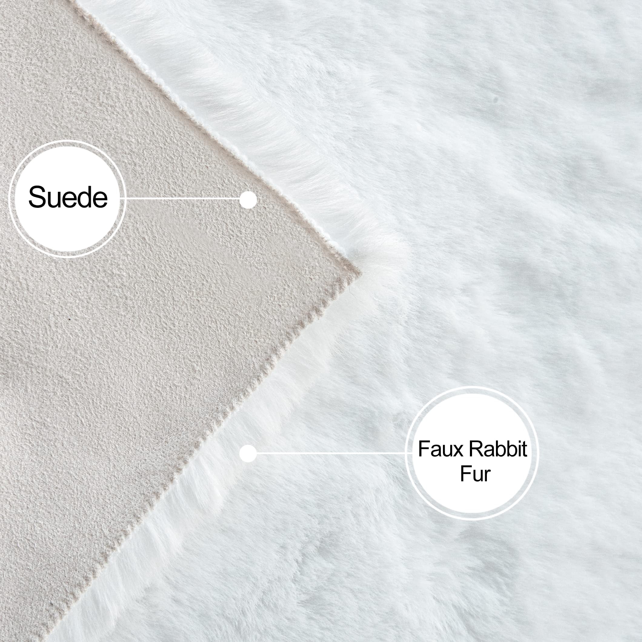 ORINOVA White Rug 8x10 Washable Rug for Living Room Faux Fur Area Rug For Bedroom Fluffy Rugs Teen Room Rectangle Rug