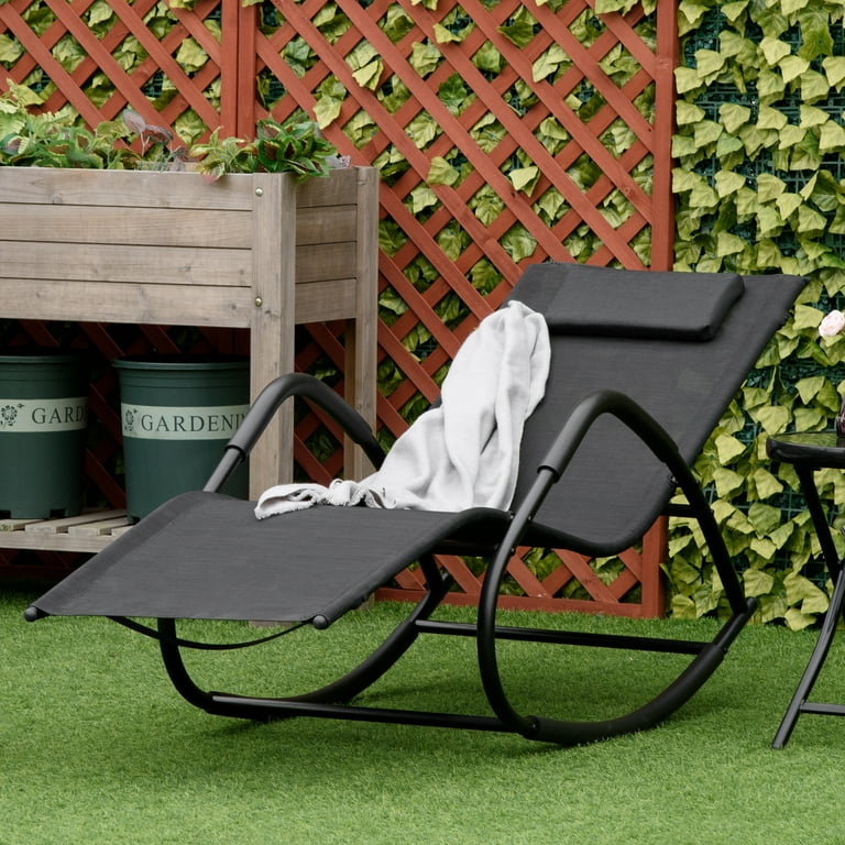 ALDOBF Zero Gravity Rocking Chair for Outdoor with Padded Headrest
