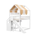 thumbnail image 5 of Harper & Bright Designs Full Size House Bed with Canopy and Slide, Wood Loft Bed with Built-in Bookshelves and Storage Staircase, White, 5 of 9