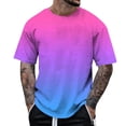 thumbnail image 2 of T-Shirts for Men Summer Short Sleeve Gradient Color Pullover Tees 2025 Stylish Casual Stretch Comfy Loose Workout Tops Z001-Pink 3XL, 2 of 3