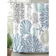 thumbnail image 3 of Blue Ocean Bathroom Curtain 78 Inch Shower Curtain with Hooks, Coastal Coral Starfish Shell Conch Seahorse Waterproof Polyester Bath Curtain Washable Bathtub Curtain 54''x 78'', 3 of 6