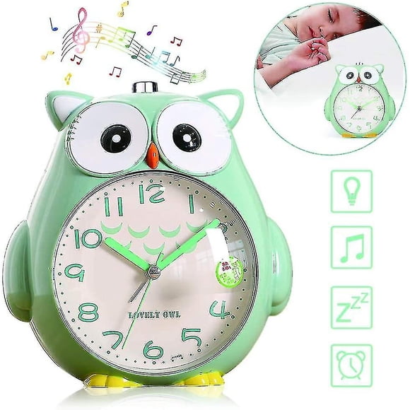 Childrens Owl Alarm Clock, Childrens Alarm Clock Without Ticking Childrens Clock