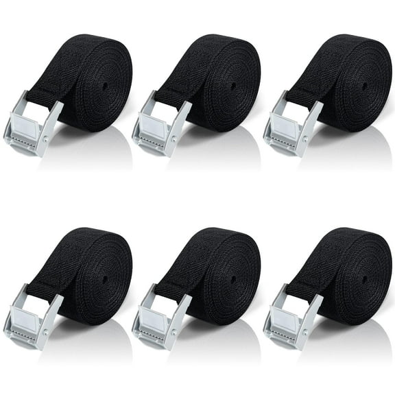 Ratchet Lashing Straps Pack of 4 - 10m x 25mm Black Polyester Tie Down Straps for Car, Truck, Boat