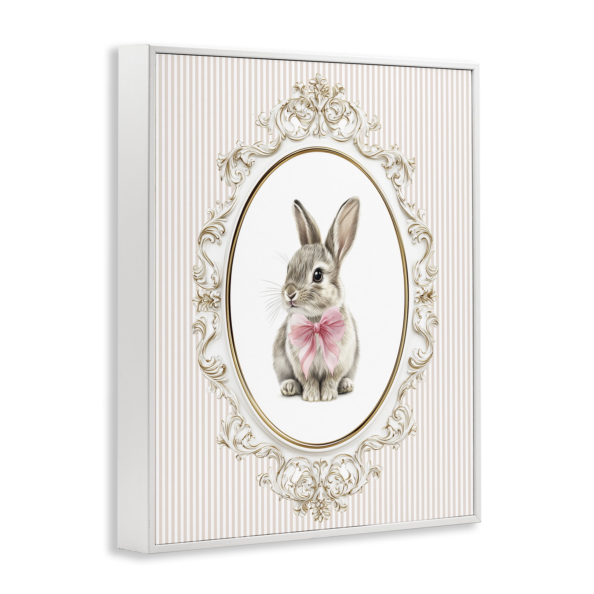 Stupell Industries Ornate Border Bunny White Framed Giclee Art, design by Christine Simpson Art