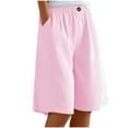 thumbnail image 4 of Girls Shorts Size 10-12 for School Striped Lightweight Pants Summer Stretch Elastic Waist Bermuda Shorts 4-13 Years Pink 150, 4 of 7
