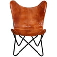 thumbnail image 2 of vidaXL Butterfly Chair Brown Real Leather, 2 of 4