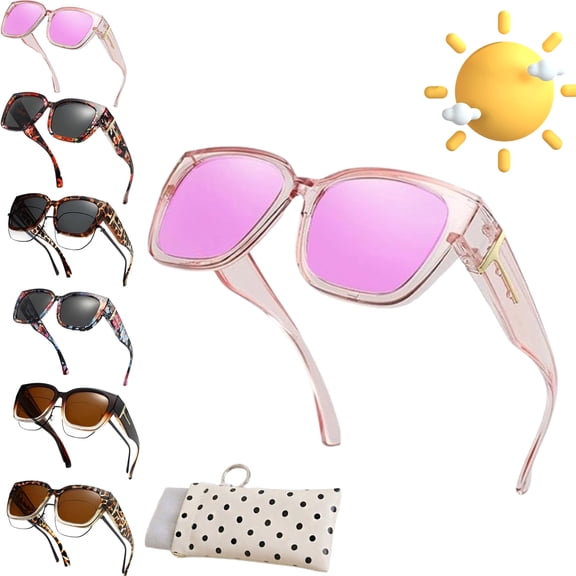 UV400 Protection Polarized Fit Over Sunglasses for Men Women, UV400 Protection Floral Frame Wear Over Glasses