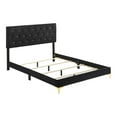 thumbnail image 2 of Lif Platform King Size Bed Panel Tufted Headboard Gold Black Velvet, 2 of 5
