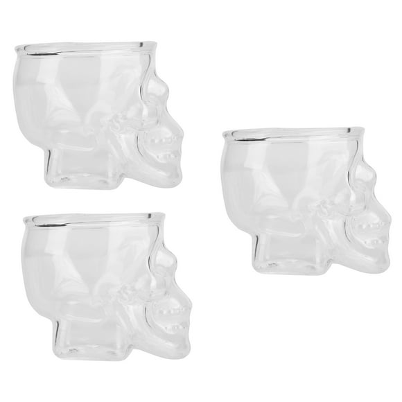 Vaso de Agua ANGGREK 3 uds 75ML Copa de Cristal Con Forma de Cabeza de calavera
