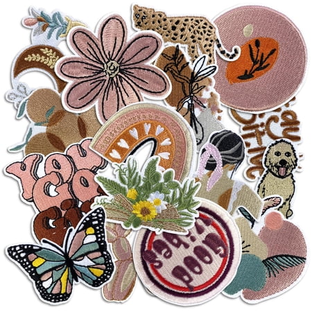 Iron On Patches, Cute Embroidery Applique Patch, DIY Decorative Heat Press Patches for Jeans Jackets Clothing Backpacks Hats (Boho4 12 Pcs)