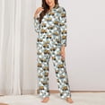 thumbnail image 2 of Lsque Excavator Pattern Long Sleeve Pajama Set for Women - Soft 2-Piece Sleepwear and Loungewear Set with Pockets, Comfy Nightwear-Small, 2 of 7