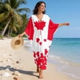 thumbnail image 3 of XYZCANDO Canadian Flag Women's Long Kaftan Dress Flowy Maxi Dress Beach Cover Up Loose Fit Batwing Sleeve Swimsuit Cover Ups Hawaiian Robe Vacation Outfits Elegant Gown Top Night Dress, 3 of 7