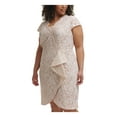 thumbnail image 3 of VINCE CAMUTO Womens Ivory Embroidered Zippered Scalloped Lace Ruffled Eyelash Cap Sleeve V Neck Knee Length Party Sheath Dress Plus 24W, 3 of 4