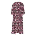 thumbnail image 3 of Mnyycxen Women Boho Floral Printed Maxi Dresses V Neck Long Sleeve Tie Beach Dress Smocked Layer Flowy Dresses, 3 of 5