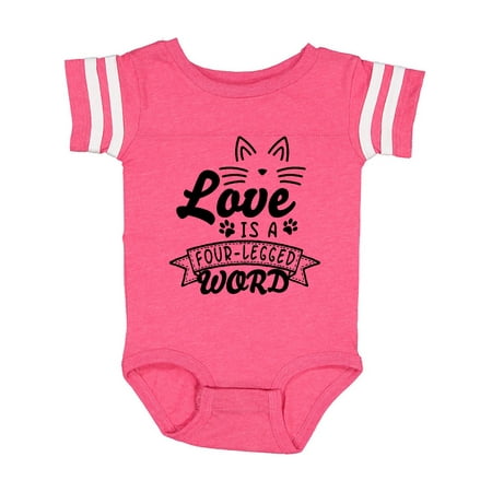 

Inktastic Love is a 4 Legged Word with Cat Ears and Whiskers Gift Baby Boy or Baby Girl Bodysuit
