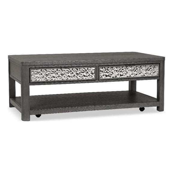 Furniture of America Selyra Wood Open Shelf Gray Coffee Table with Casters