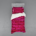 thumbnail image 1 of Urban Duvet Cover Set, Colored Brick Wall Geometric Grunge Detailed City Fashion Building Theme, Bedding Set with Shams and Fitted Sheet, 3 Sizes, by Ambesonne, 1 of 3