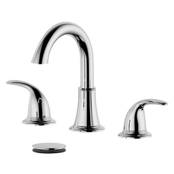 Bellaterra Home S8227-8-PC-WO Karmel Double Handle Widespread Bathroom Faucet with Drain, Polished Chrome