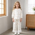 thumbnail image 2 of JUMEYU Girls Pjs Sets Little Girls Pajamas Sets Toddler Girls Pjs Sleepwear Sets Size 9-10 (Beige,9-10 Years), 2 of 7