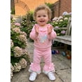 thumbnail image 4 of RUINIXCW Toddler Girls Fall Outfits Floral Chicken Embroidery Ruffle Sweatshirt and Elastic Bow Flare Pants Set 2 Piece Clothes, 4 of 9