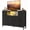 Black, variant on edx TV Stand with 8 Fabric Drawers, Open Shelves & LED & Power Outlets for Bedroom, Living Room, Entryway, Wood Top, Black