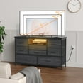 thumbnail image 3 of 8 Dresser TV Stand with Power Outlet & LED for 55'' TV, Long Dresser for Bedroom with 8 Deep Drawers, Wide Console Table for Storage in Closet, Living Room, Entryway, Wood Top，Black willow color, 3 of 8