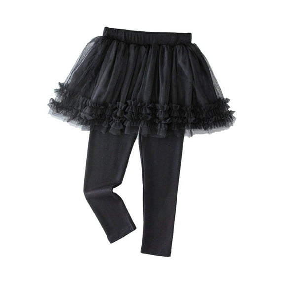 LUOGENLI Black Dresses for Girls 14-16 Little Girls Footless Leggings with Tutu Ruffle Skirt Stretchy Cotton Pantskirt Girls Dresses Size 8 Girls Dresses Size 7 Fancy 10-12 Years