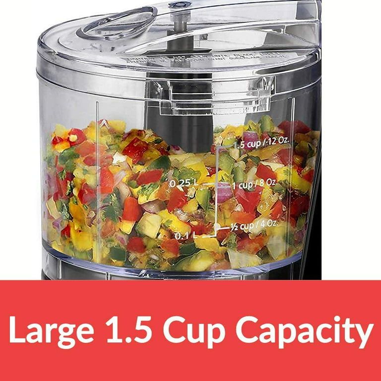  Dominion 1.5 Cup - Electric Mini Food Chopper - Vegetable &  Fruit Cutter - Premium Stainless Steel Blades with Safety Lock Cover - One  Step/Touch Button - Non-Skid Rubber Feet 