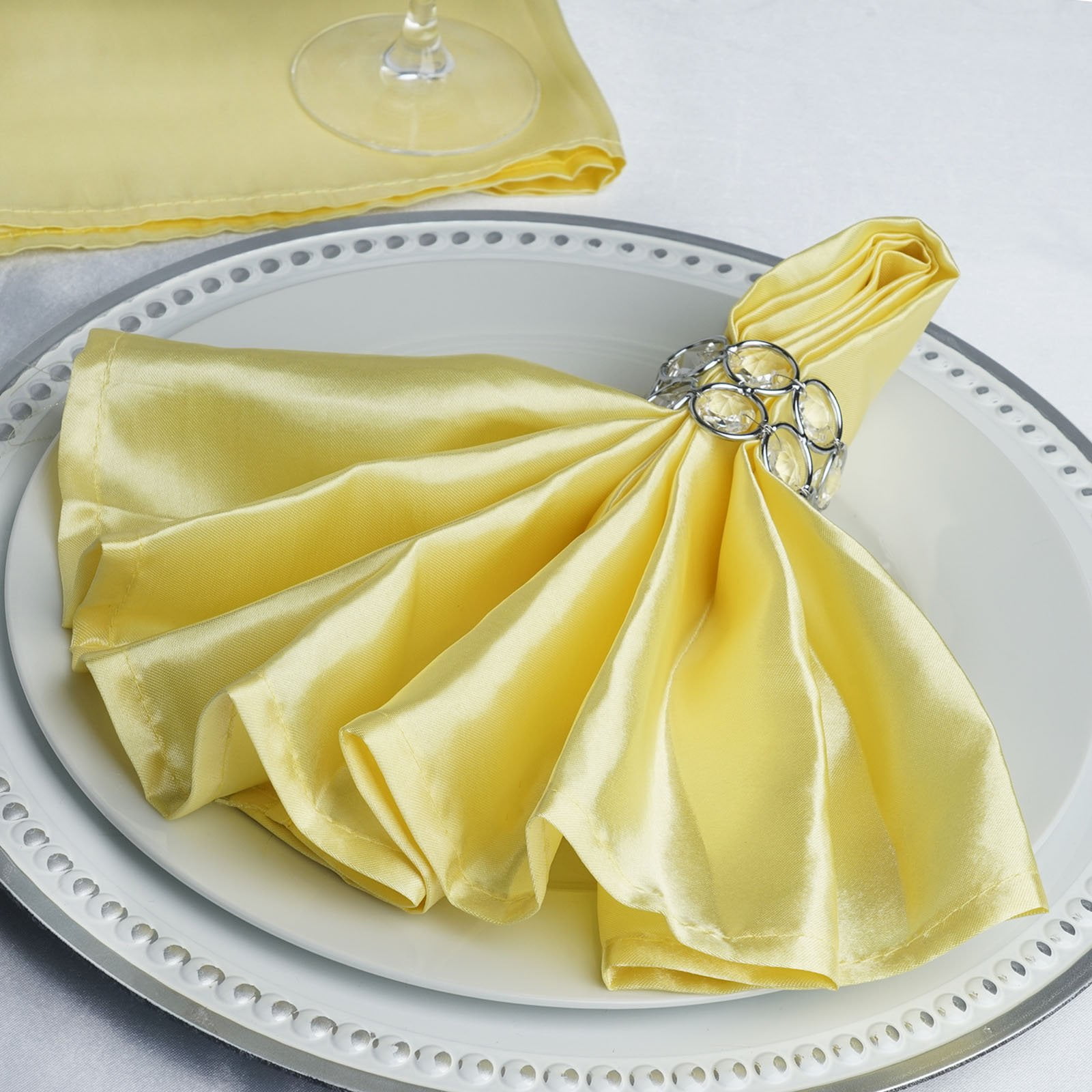 Efavormart 20"x20" Yellow Wholesale SATIN Linen Napkins For Wedding