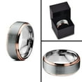 thumbnail image 4 of Charming Jewelers Tungsten Wedding Band Ring 8mm for Men Women Comfort Fit 18K Rose Gold Plated Plated Beveled Edge Brushed Polished Lifetime Guarantee Size 5, 4 of 4
