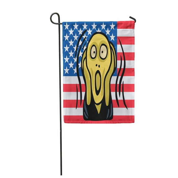 SIDONKU Blue Scream Clipart of The Screaming Head American Flag Red Garden Flag Decorative Flag House Banner 12x18 inch