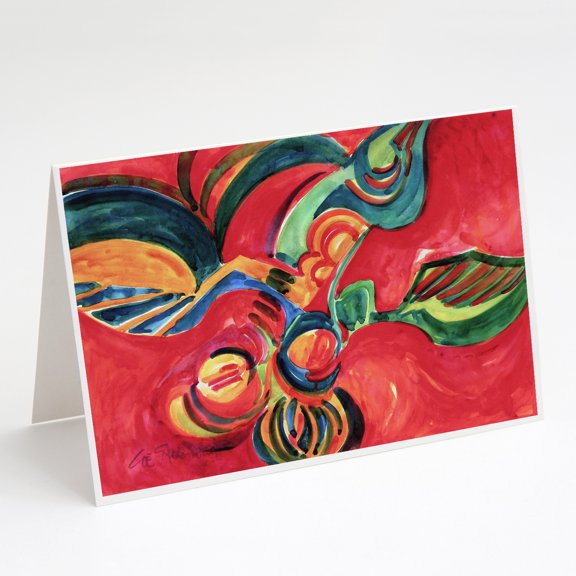 Caroline's Treasures Red Flowers and berries Greeting Cards with Envelopes, 5" x 7" (8 Count)