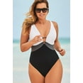 thumbnail image 4 of Swimsuits for All Women's Plus Size Colorblock V-Neck One Piece Swimsuit, 4 of 4