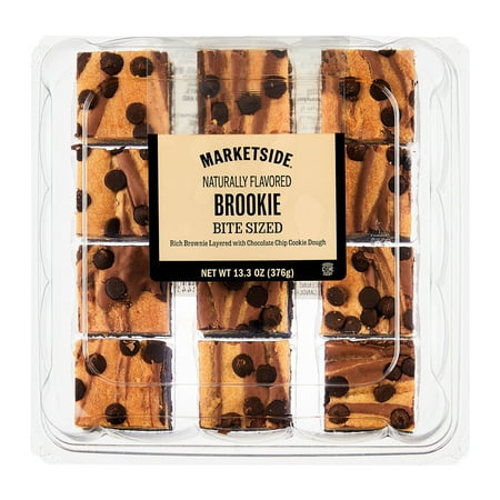 Marketside Bite Sized Brookie Chocolate Brownie Squares, 13.3 oz, 12 Count, Shelf-Stable, Soft, Chocolate Chips
