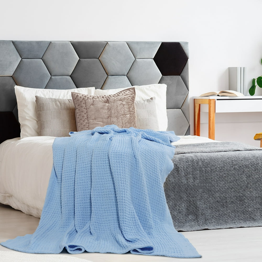 100 Cotton Waffle Weave Blanket for Couch/Bed,Decor Soft Blanket for