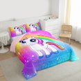 thumbnail image 3 of Homewish Cute Cartoon Unicorn Bedding Comforter Set,Colorful Rainbow Twin Comforter Sets,Starry Night Bedding Set For Girls Kids,Microfiber Bedroom Decor Reversible,2 Pieces, 3 of 8