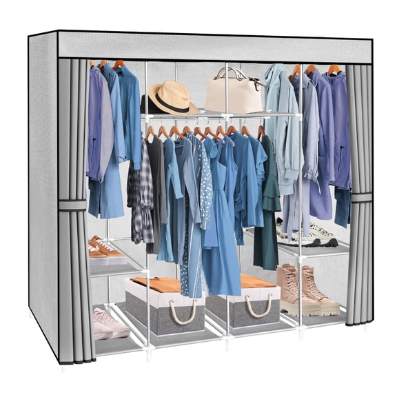 165cm Closet Grande Ropero armario reforzado Portatil gris MEDIANO