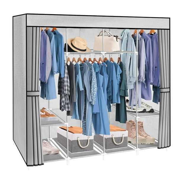 165cm Closet Grande Ropero armario reforzado Portatil gris MEDIANO