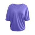thumbnail image 4 of Tanghaowl Womens T Shirts, Class Women's T-Shirts V-Neck Summer Casual Loose Solid Color Bat Wing Shirt Soft Ribbed Short Sleeve Basic Purple L, 4 of 5
