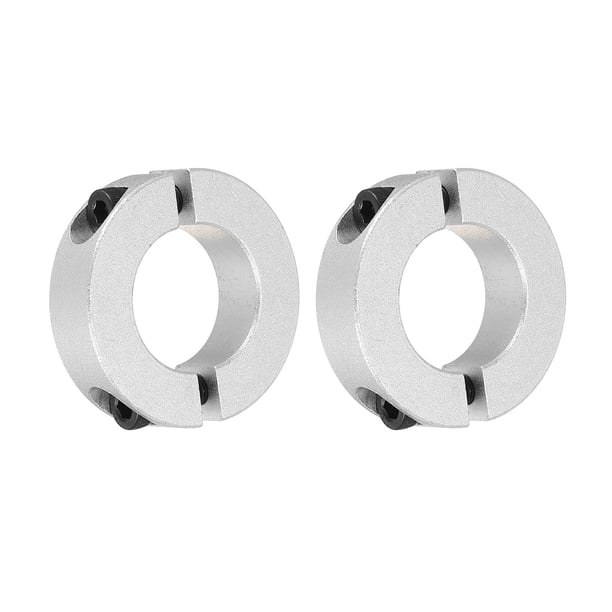 Eje Collar 0.98 Pulgadas Diámetro Doble Dividido Aluminio Sujeción Collar Eje Collarines con Fijación Tornillo Plateado Tono Paquete de 2 Unique Bargains
