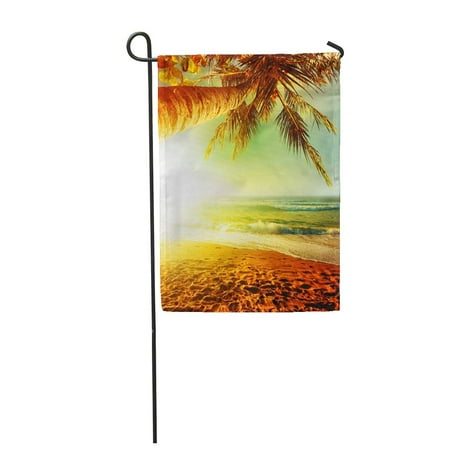 Patio Beach Thailand SIDONKU Palm Sunset Over The Tropical Beach Crop Thailand Sea Sand Sunrise Phuket Dusk Garden Flag Decorative Flag House Banner 12x18 inch ()