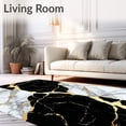 thumbnail image 2 of ODIKA 4'x6' Machine Washable Non-Slip Area Rug, Golden Vein Marble Effect Chic Abstract Floor High Traffic Rug, Black, 81767, 2 of 7