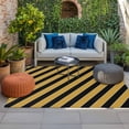 thumbnail image 2 of Yellow Black Striped Outdoor Rug for Patio/Deck/Porch, Non-Slip Large Area Rug 3 x 5 Ft, Farmhouse Stripe Modern Art Indoor Outdoor Rugs Washable Area Rugs, Reversible Camping Rug Carpet Runner, 2 of 8