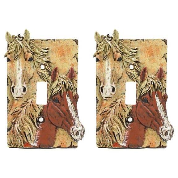 Rustic Western Chestnut Palomino Horses Single Toggle Switch Plate Cover 2pc Set