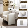 thumbnail image 6 of Style Vanity Stool for Makeup Room, Velvet Upholstered Rectangle Foot Stool with Metal Decor, Vanity Bench with Straight Armrest for Dressing Room (White Velvet, 33.5" W), 6 of 13
