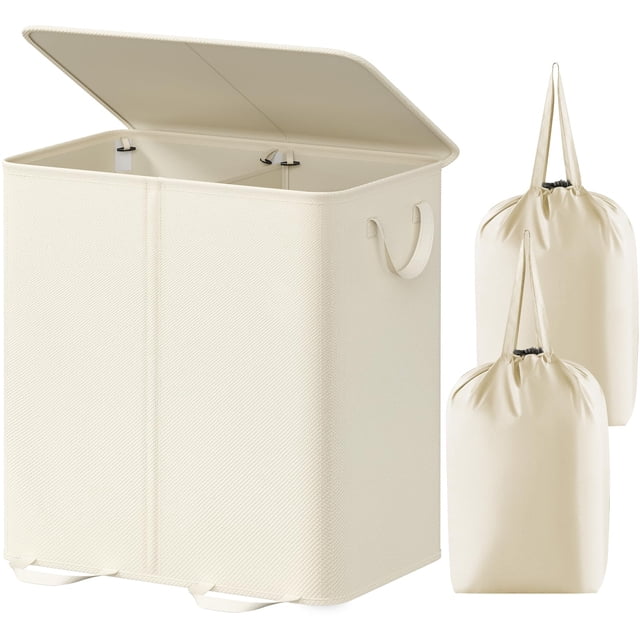 Cesto de ropa Lifewit doble con tapa y bolsas extraíbles 136 L